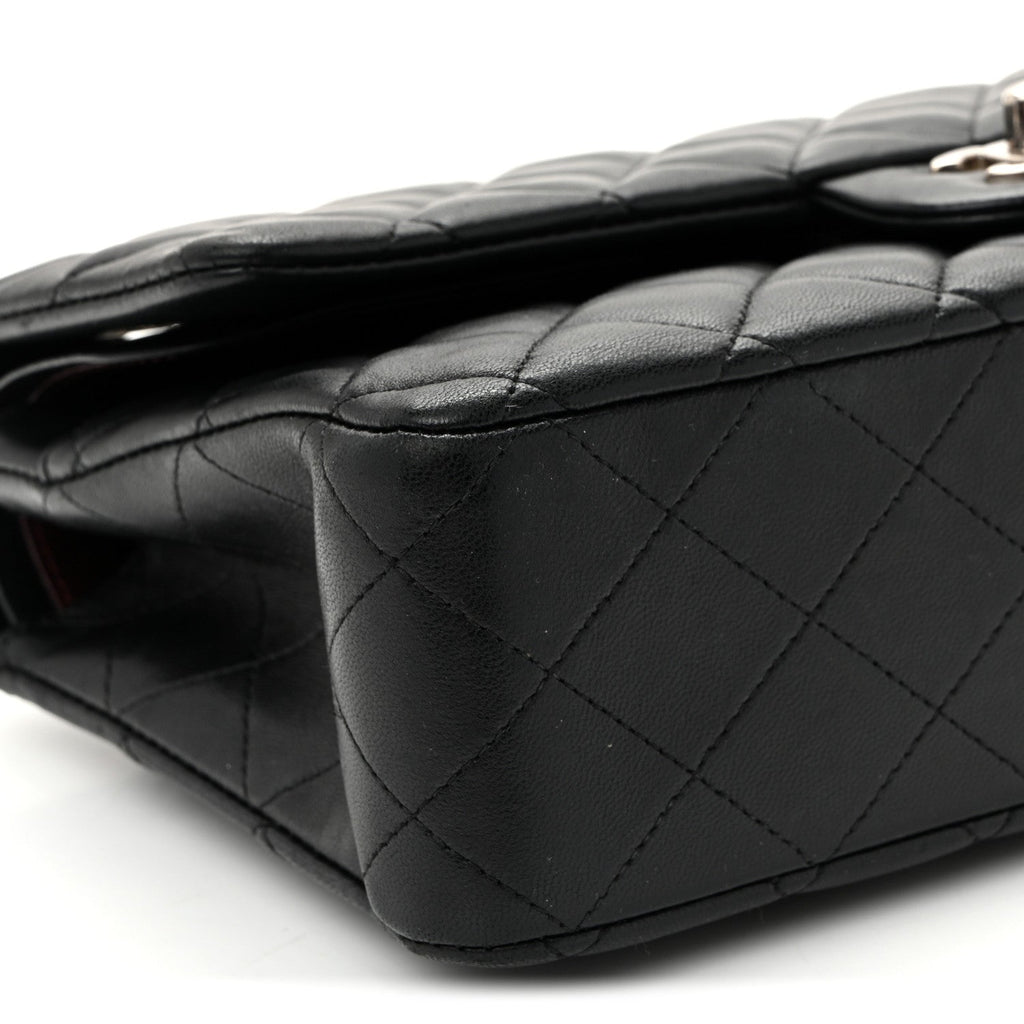 Lambskin Quilted Medium Double Flap  Black At My store