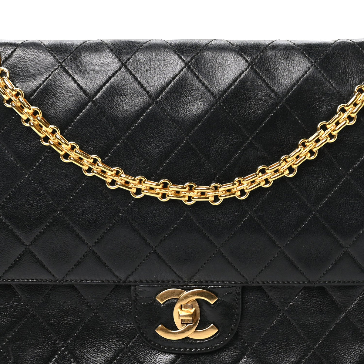 Lambskin Quilted Medium Double Flap Bijoux Chain Black At My store