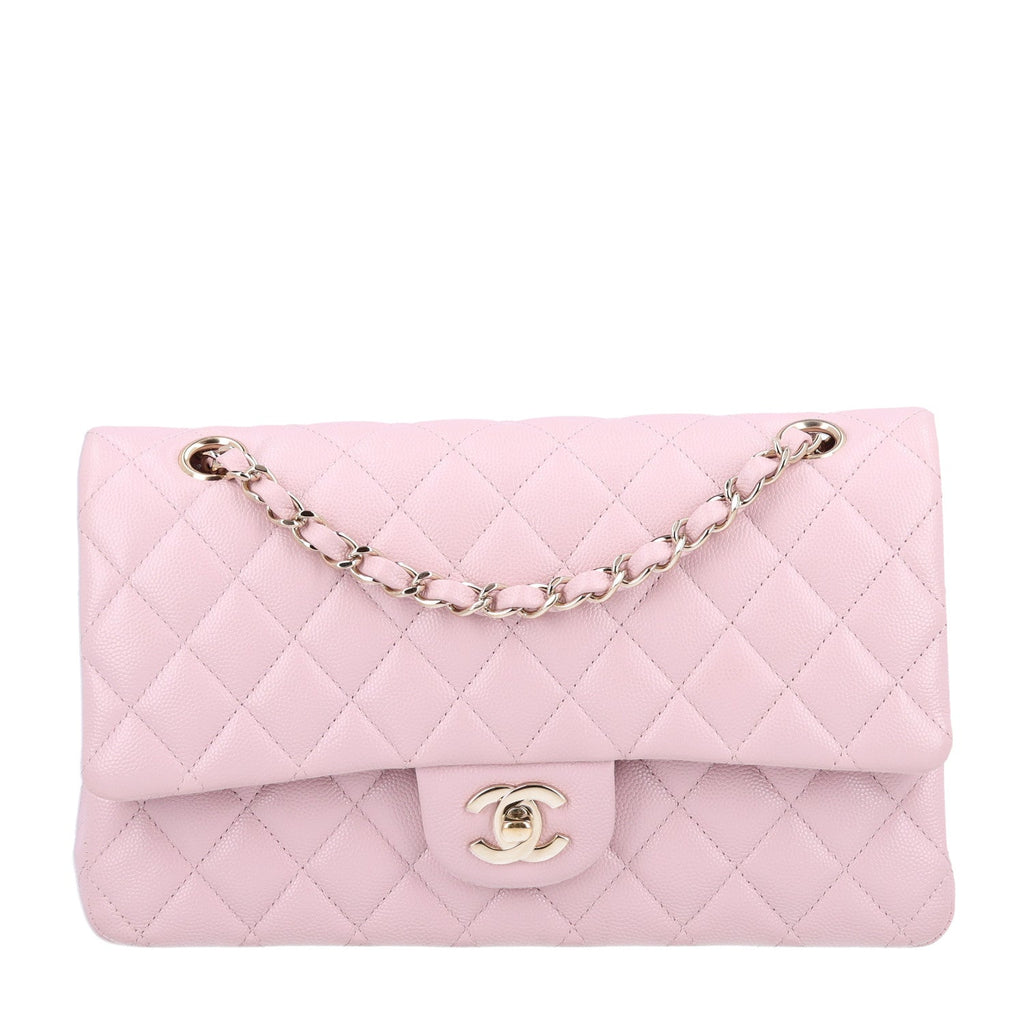 Caviar Quilted Medium Double Flap Light Pink At My store