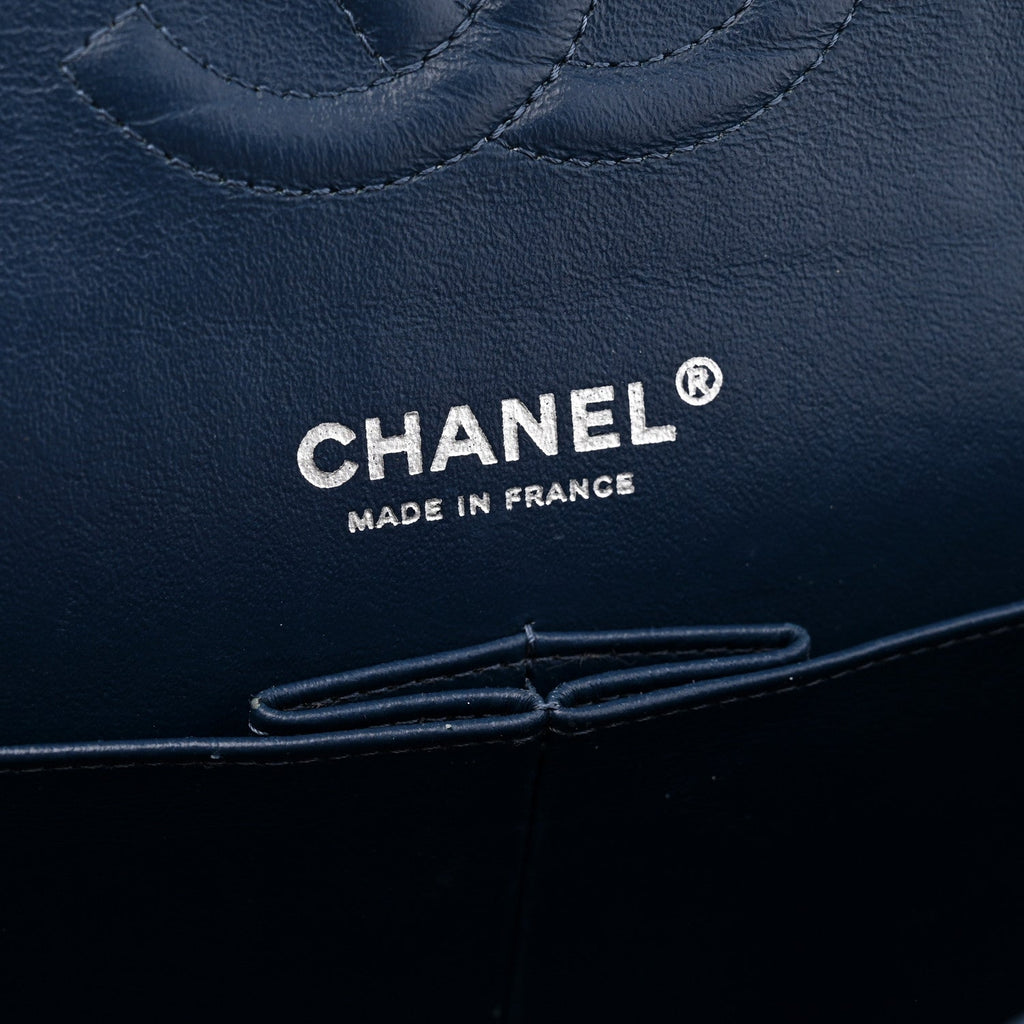 Caviar Quilted Medium Double Flap Navy At My store