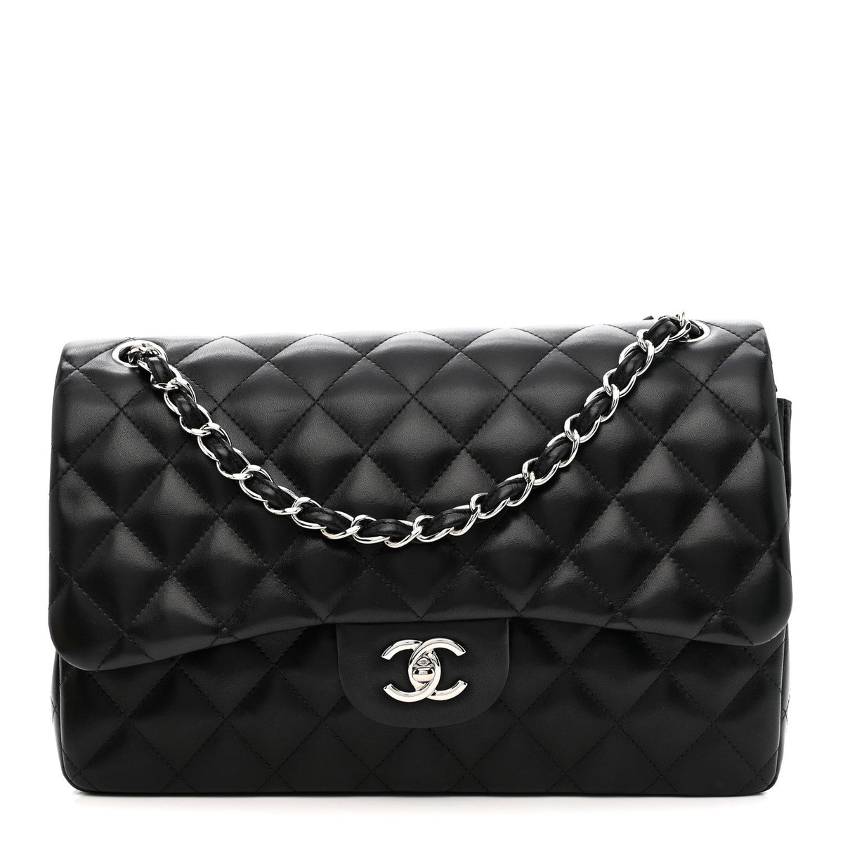Lambskin Quilted Jumbo Double Flap Black At My store