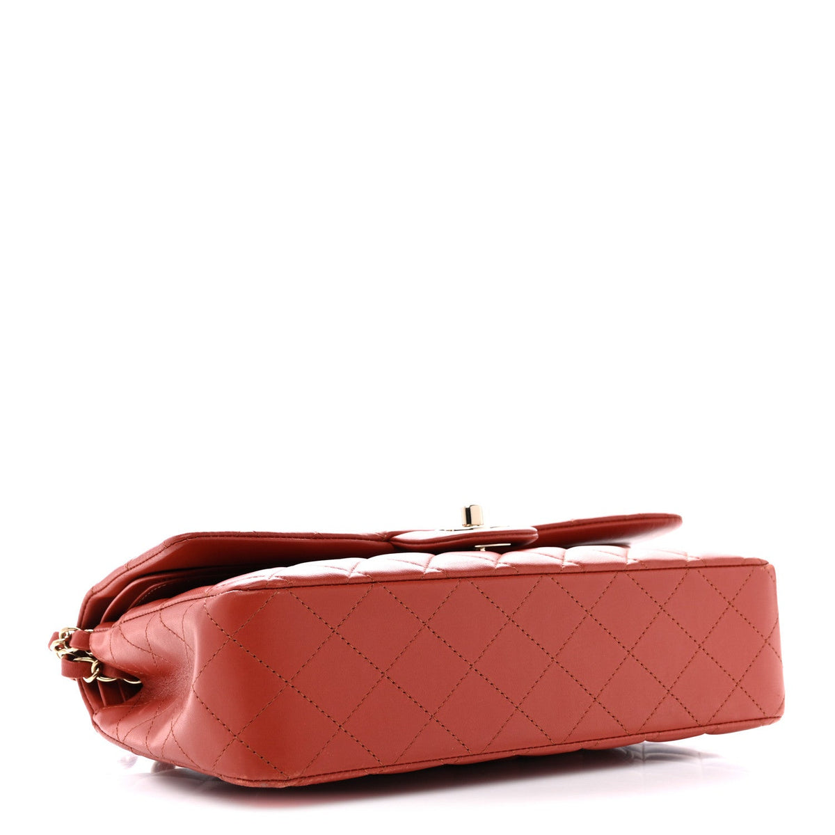 Lambskin Quilted Medium Double Flap Brown At My store