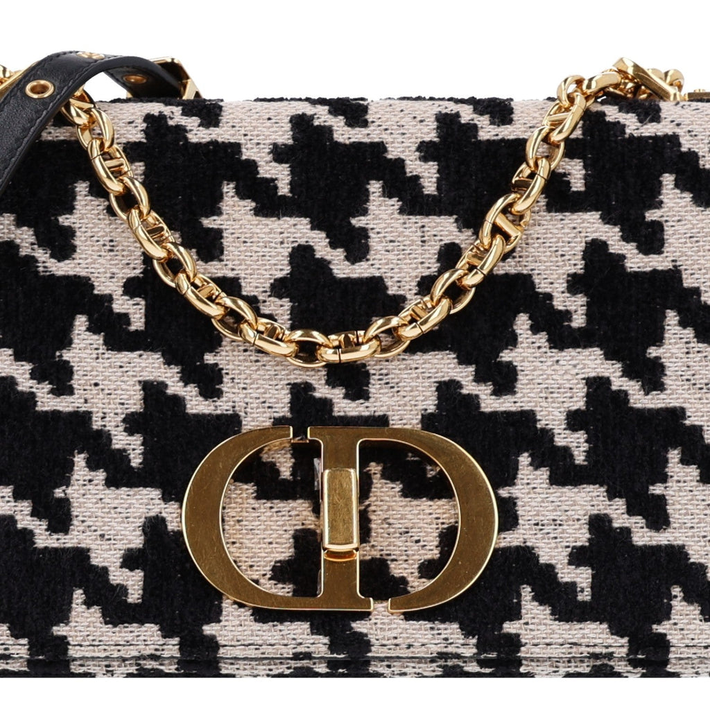 Technical Canvas Macro Houndstooth Medium Caro Bag Black White AT My store
