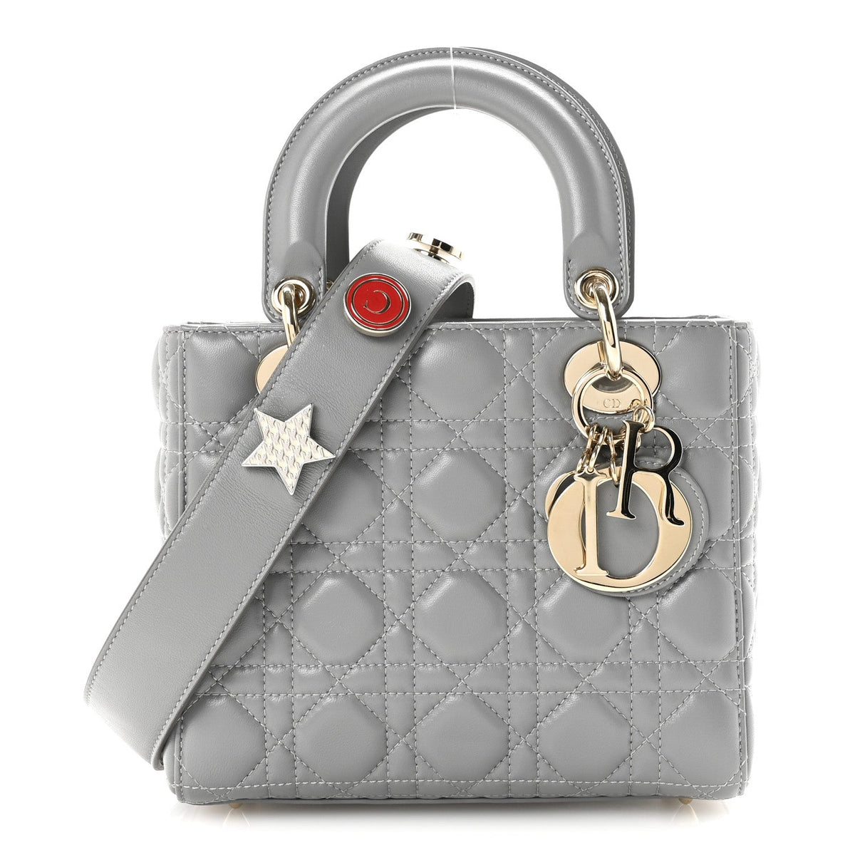 Lambskin Cannage Small My Lucky Badges My Lady Dior Grey AT My store