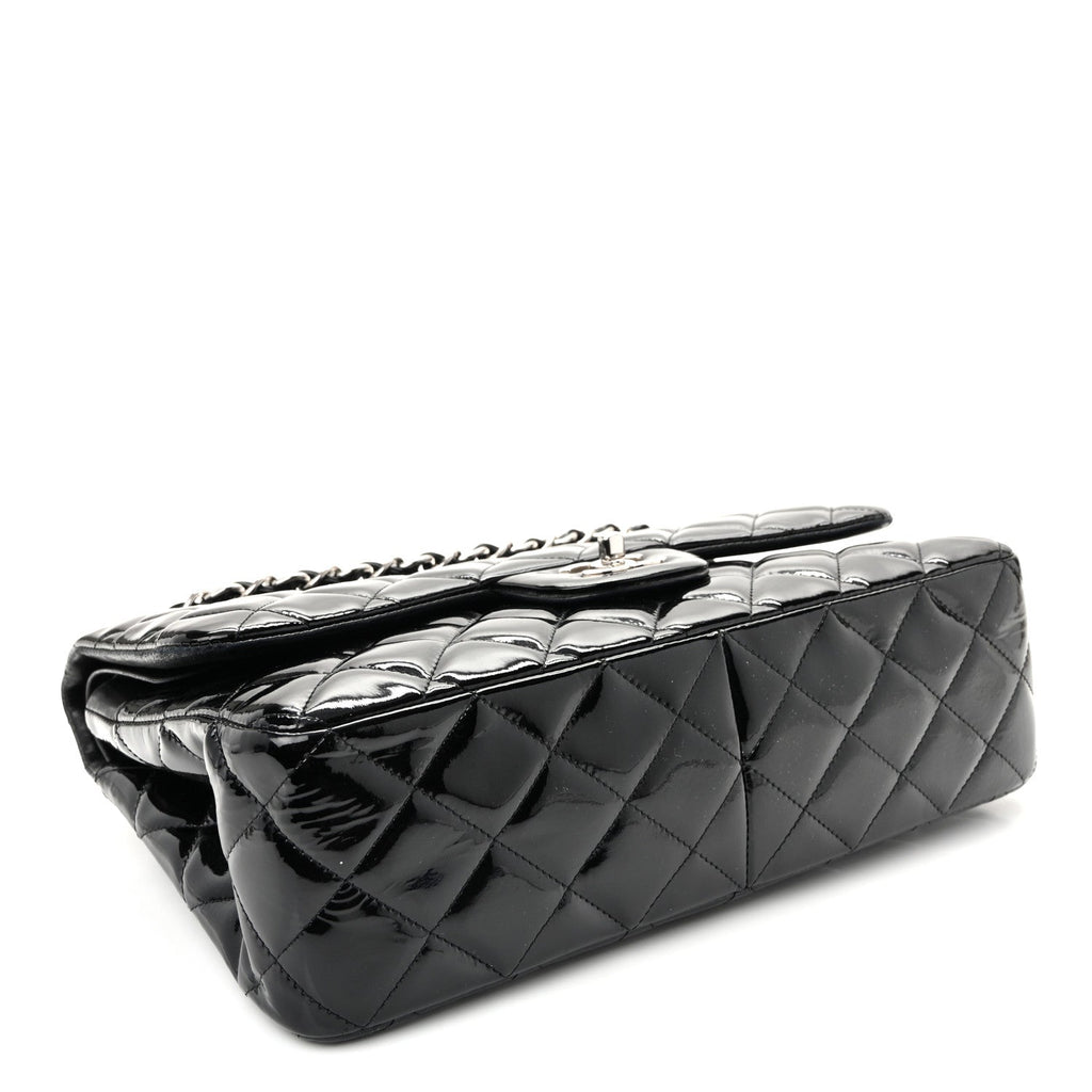 Patent Quilted Jumbo Double Flap Black At My store
