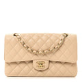 Caviar Quilted Medium Double Flap Beige At My store