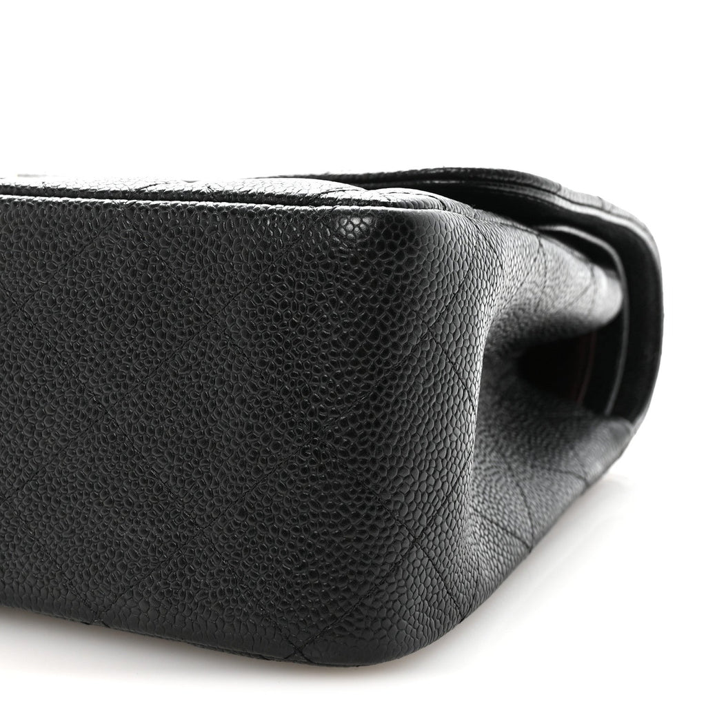 Caviar Quilted Jumbo Double Flap Black At My store