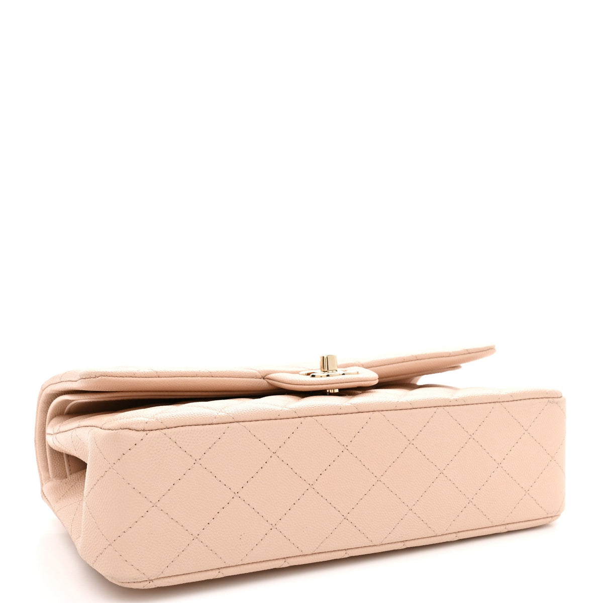 Caviar Quilted Medium Double Flap Light Beige At My store