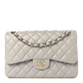 Caviar Quilted Jumbo Double Flap Grey At My store