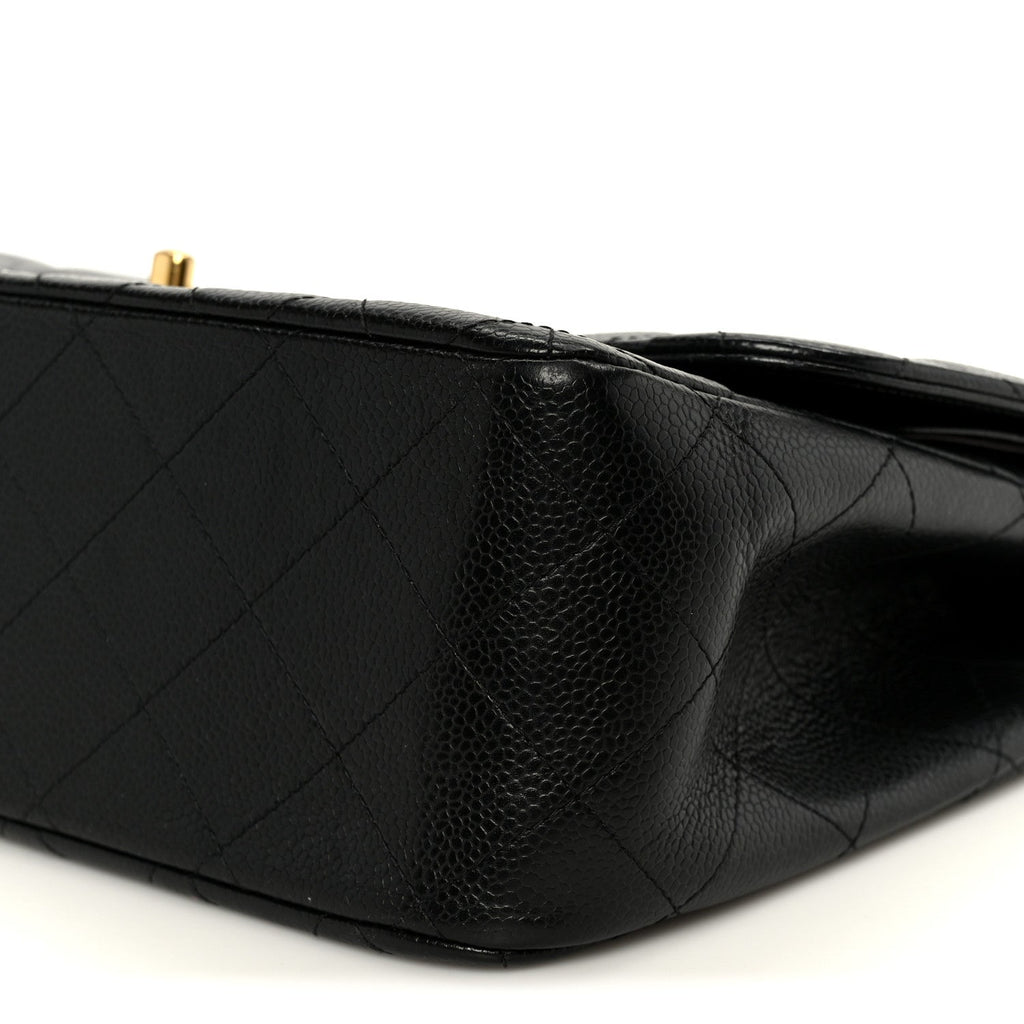 Caviar Quilted Jumbo Double Flap Black At My store