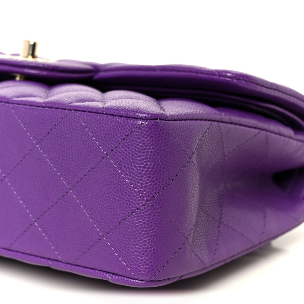 Caviar Quilted Small Double Flap Purple At My store
