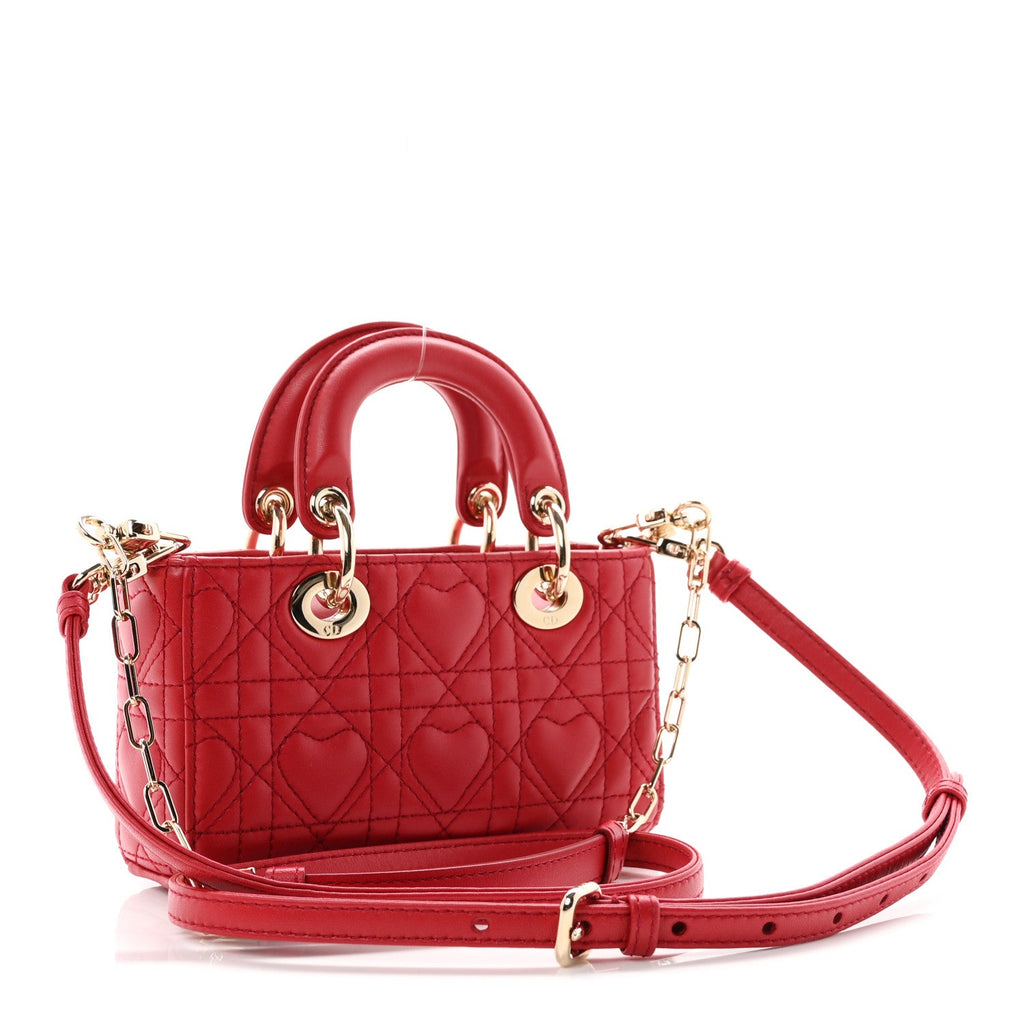 Lambskin Cannage Dioramour Micro Lady D-Joy Red AT My store