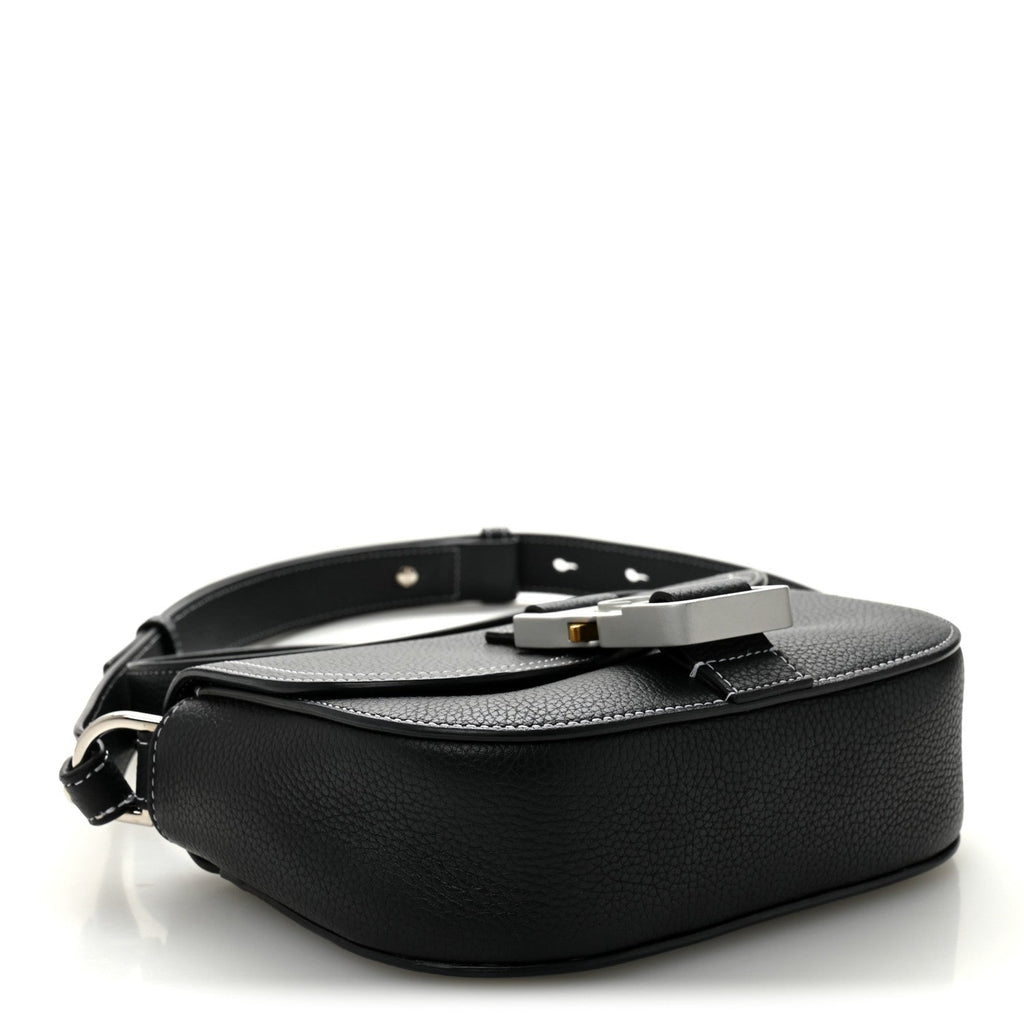 Grained Calfskin Saddle Messenger Bag With Strap Black AT My store