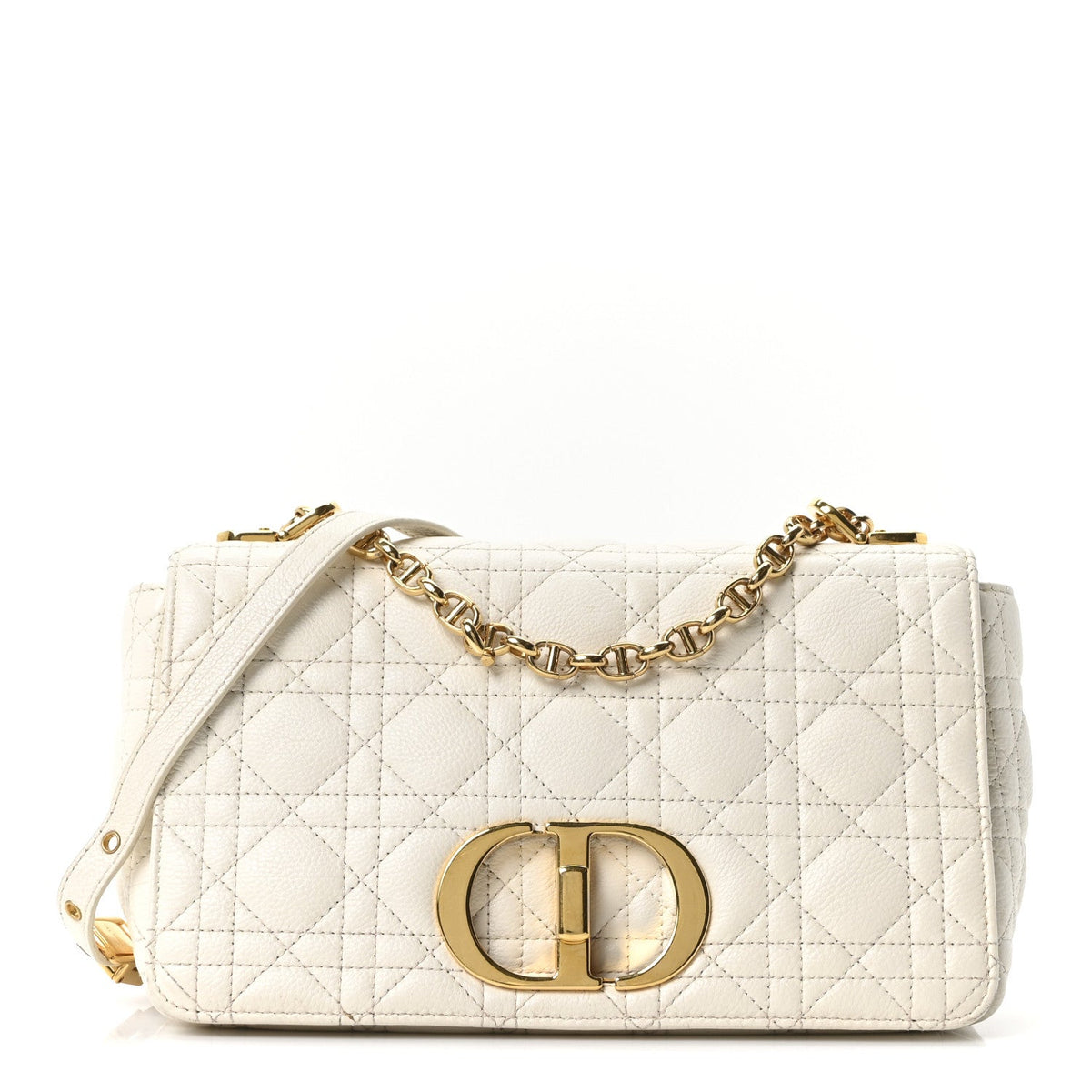 Supple Calfskin Cannage Medium Caro Bag Ivory AT My store