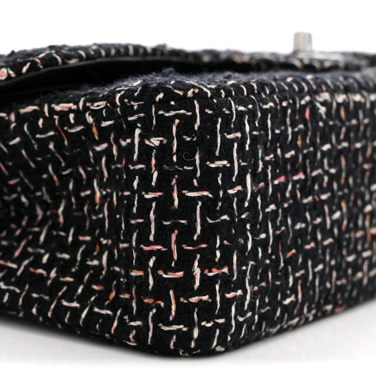 Tweed Quilted Medium Double Flap Black At My store