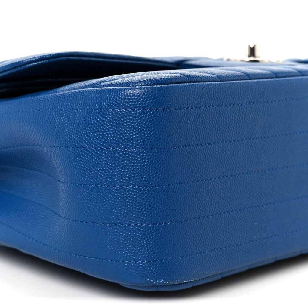Caviar Chevron Quilted Jumbo Double Flap Blue At My store