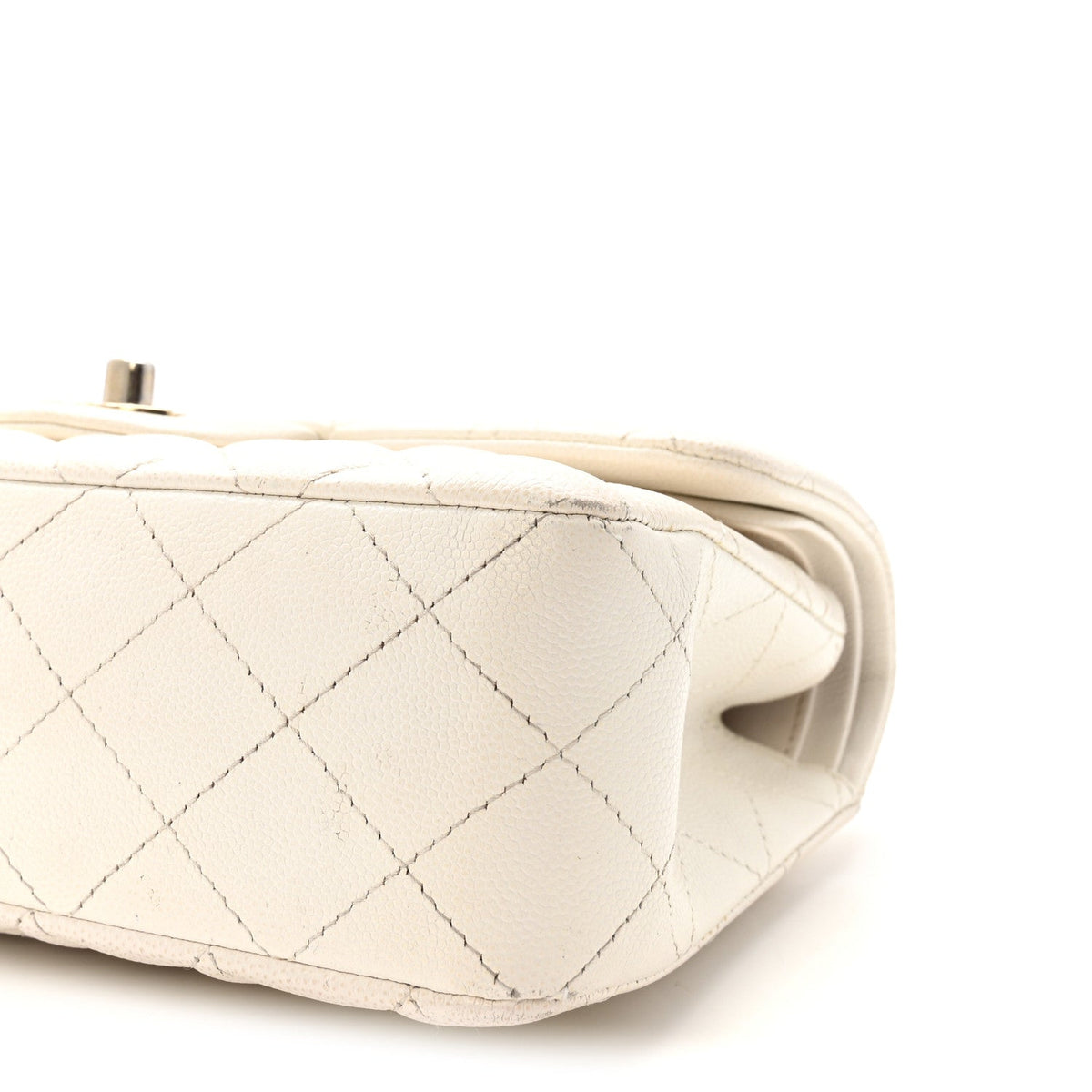Caviar Quilted Small Double Flap White At My store