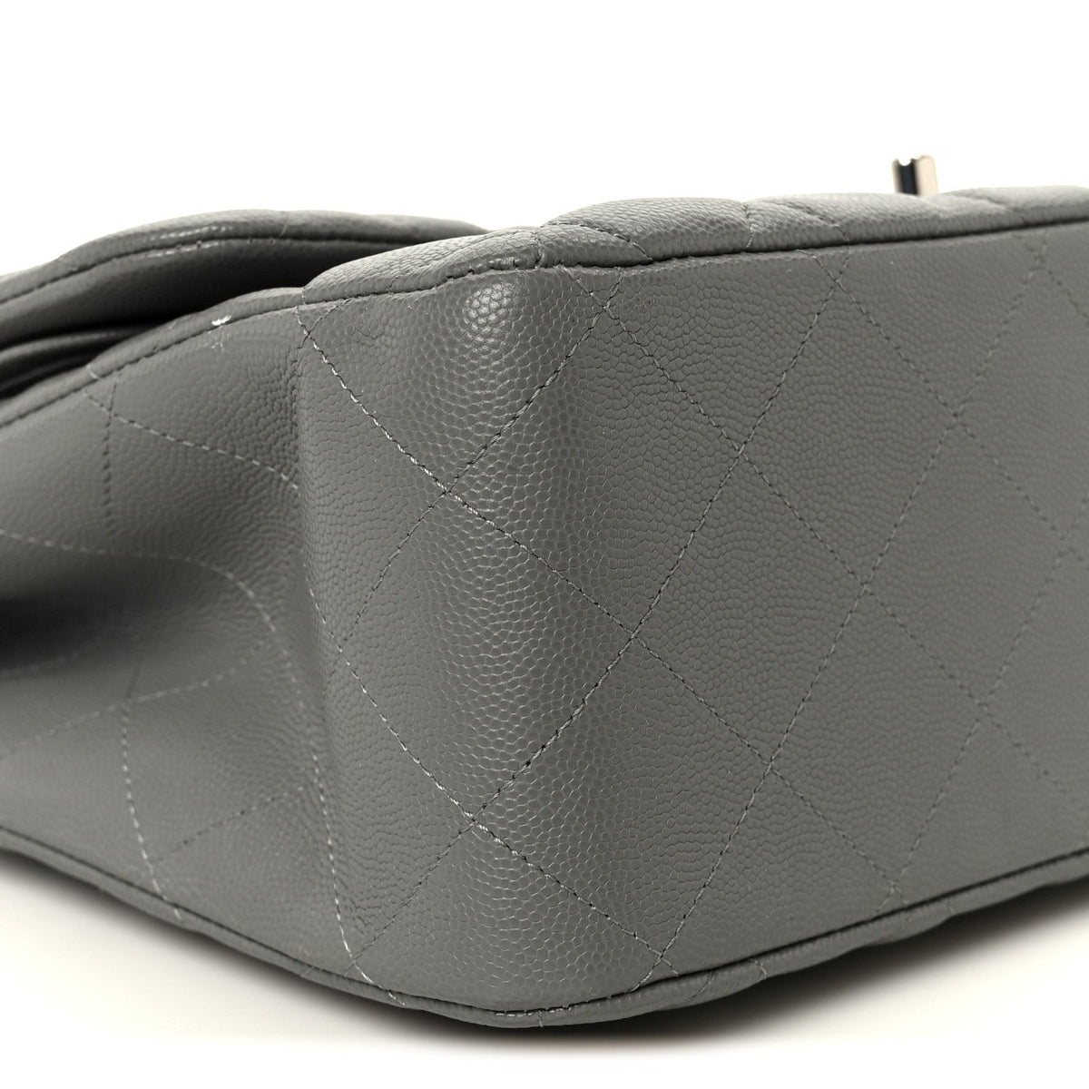 Caviar Quilted Jumbo Double Flap Grey At My store