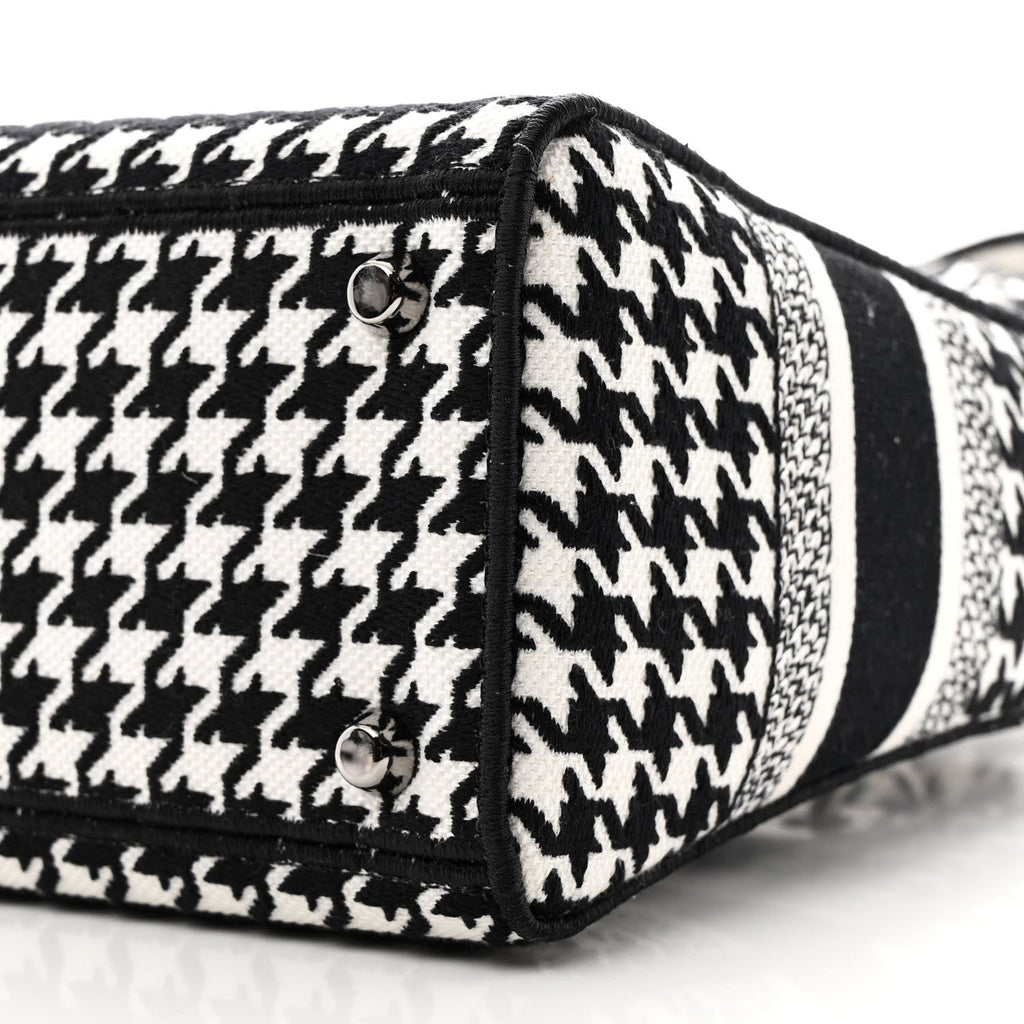 Canvas Houndstooth Embroidered Medium Lady D-Lite Black White AT My store