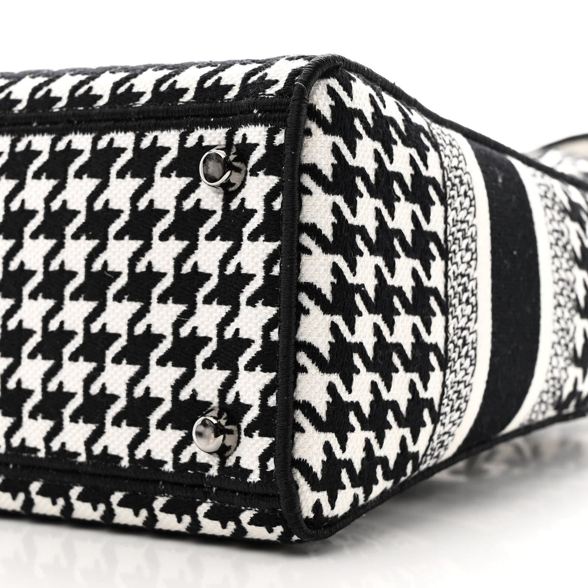 Canvas Houndstooth Embroidered Medium Lady D-Lite Black White AT My store
