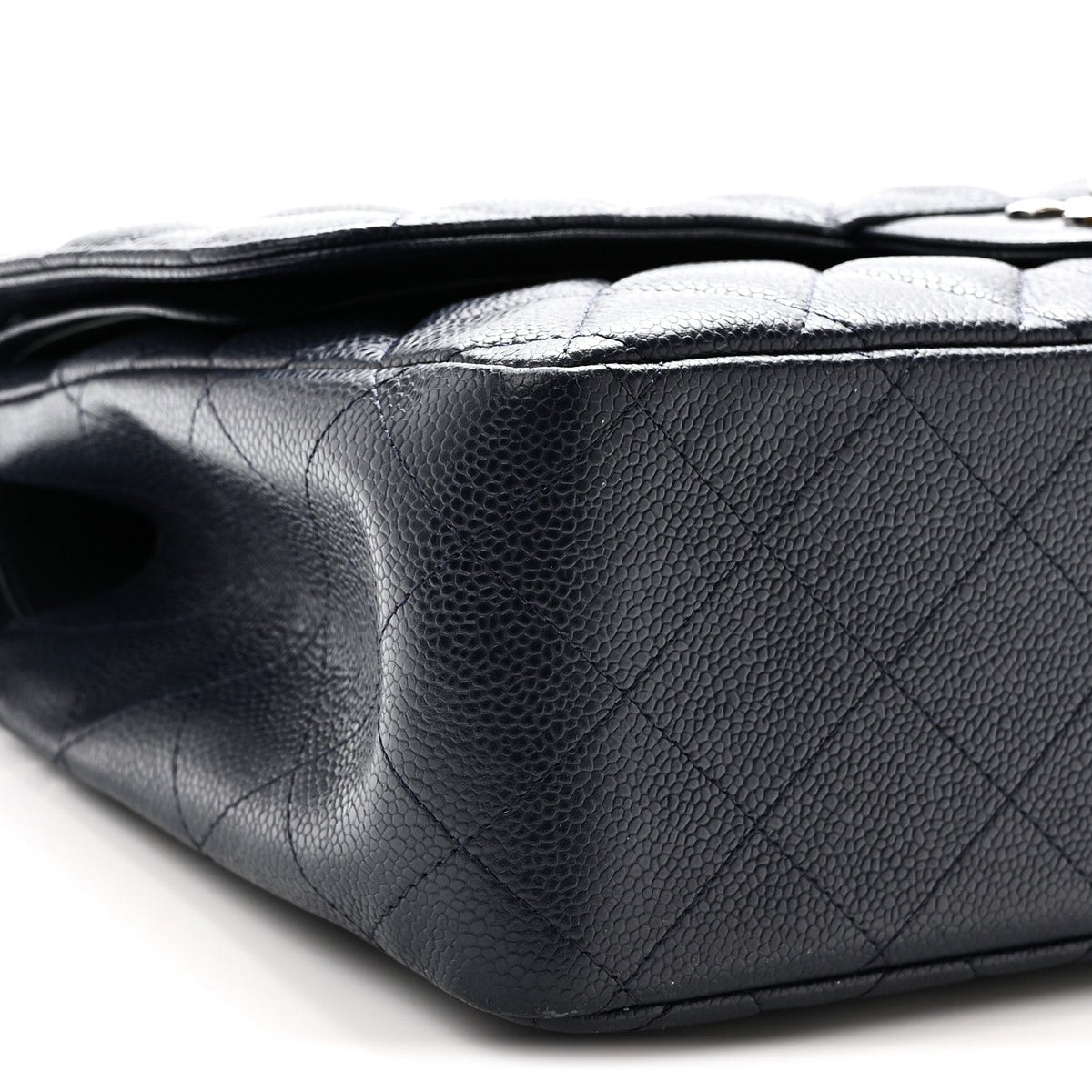 Caviar Quilted Jumbo Double Flap Navy Blue Navy Blue At My store