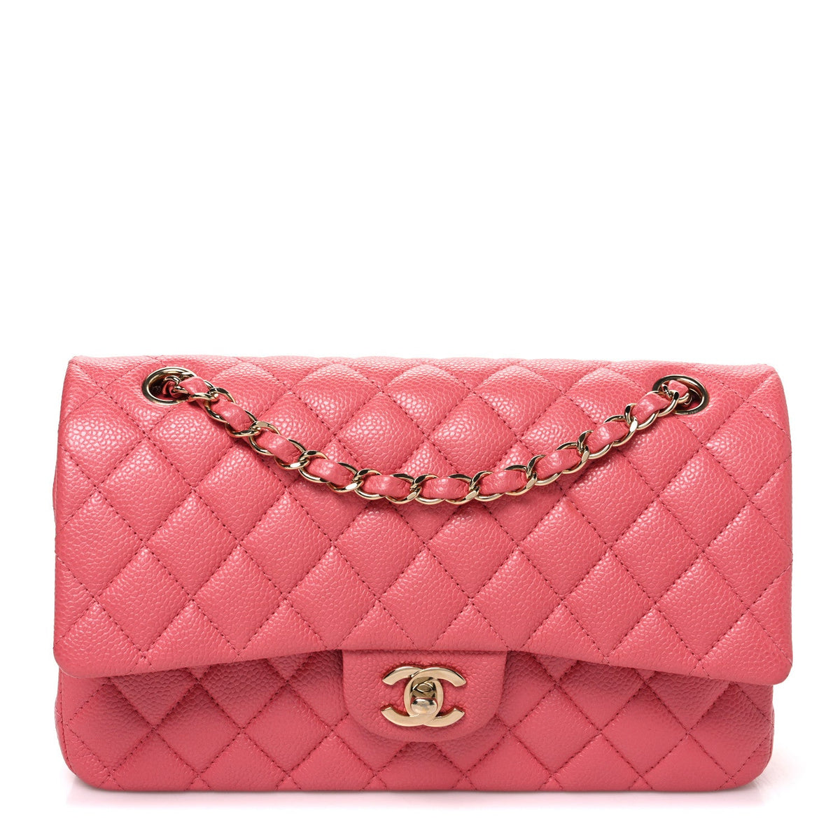 Caviar Quilted Medium Double Flap Pink At My store