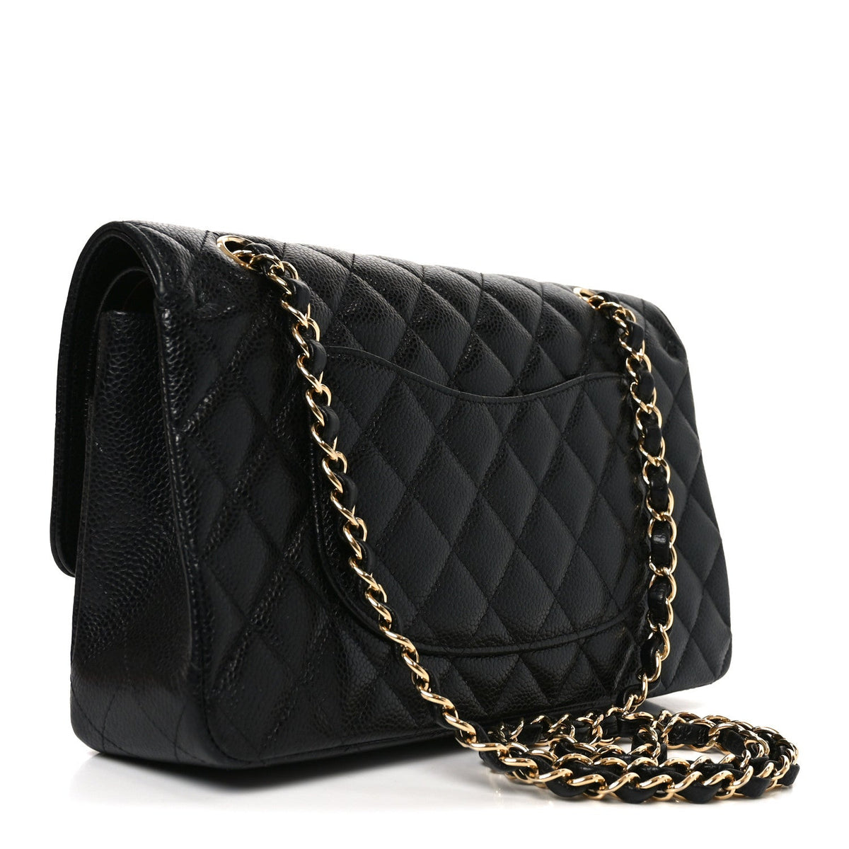 Caviar Quilted Medium Double Flap Black At My store