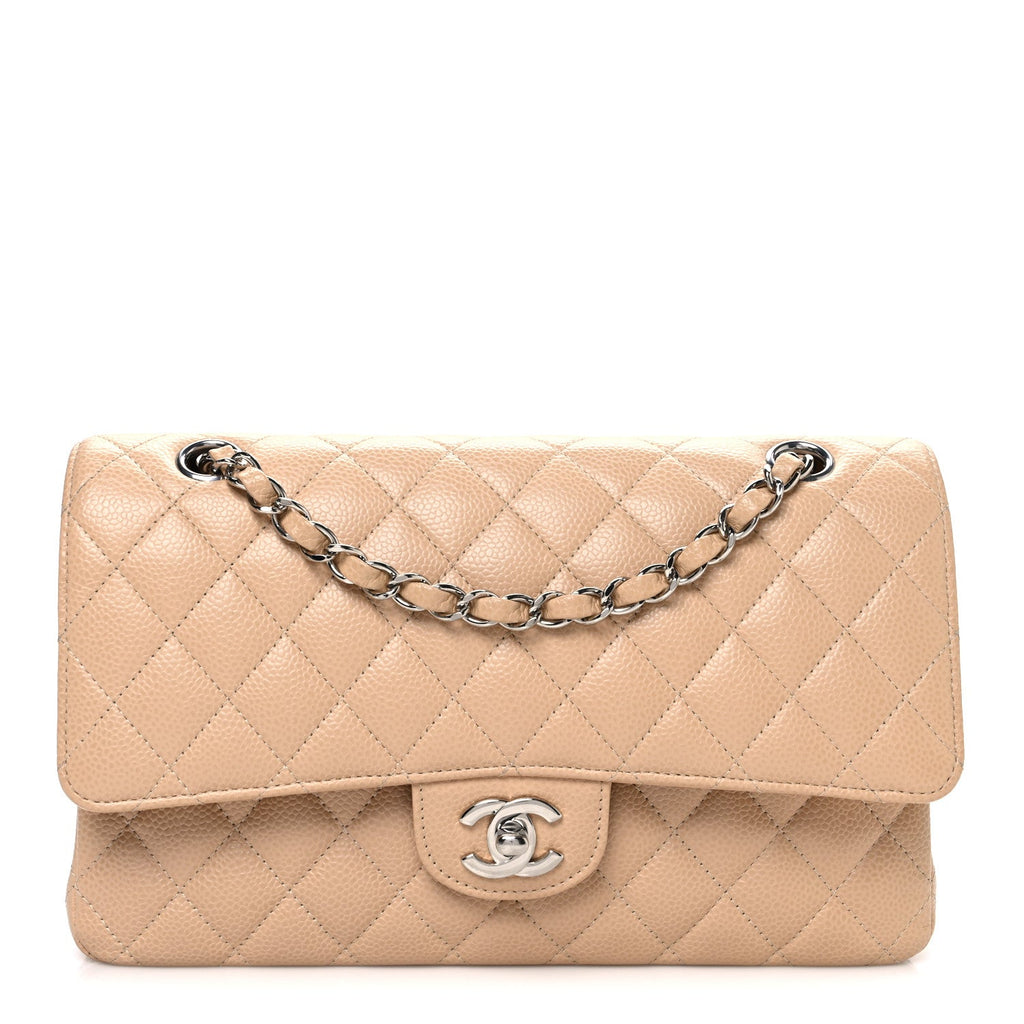 Caviar Quilted Medium Double Flap Beige At My store