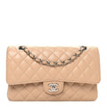 Caviar Quilted Medium Double Flap Beige At My store