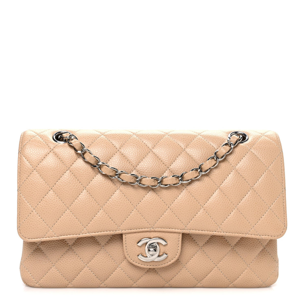 Caviar Quilted Medium Double Flap Beige At My store