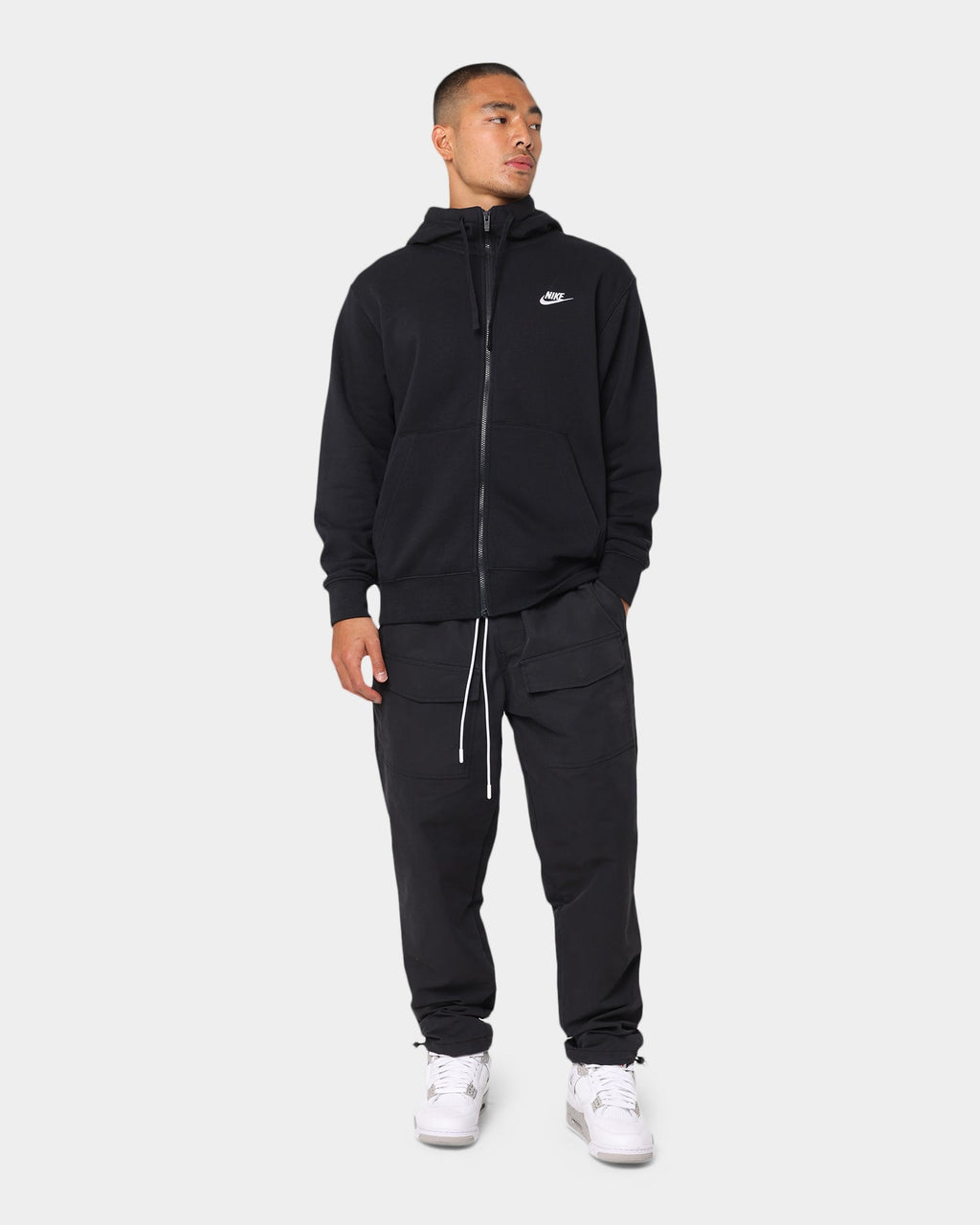 Top Seller Nike Sportswear Club Front Zip Hoodie Black/Black/White