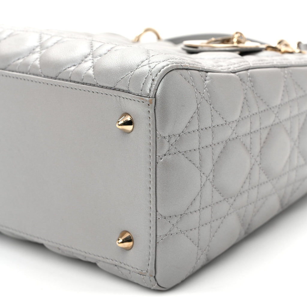 Pearly Lambskin Cannage Medium Lady Dior Grey AT My store
