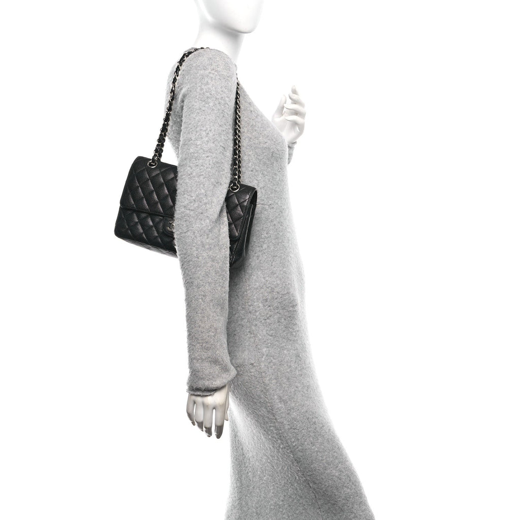 Caviar Quilted Medium Double Flap Black At My store
