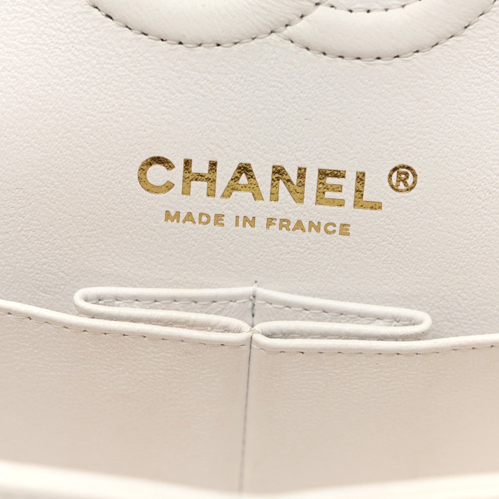 Caviar Quilted Small Double Flap White At My store