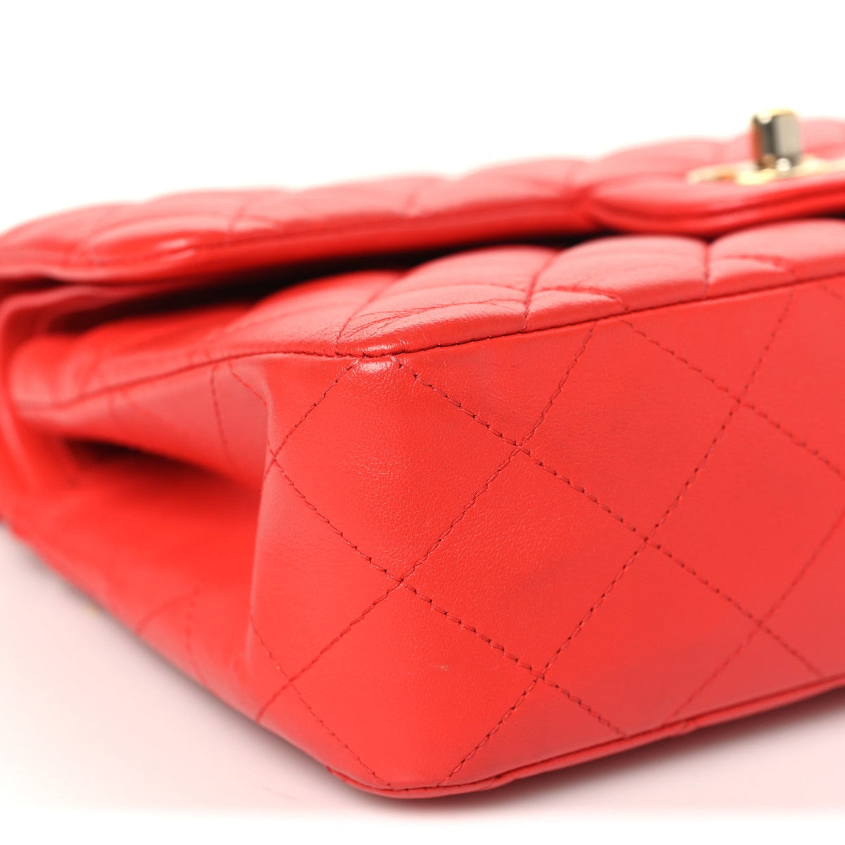 Lambskin Quilted Small Double Flap Red At My store