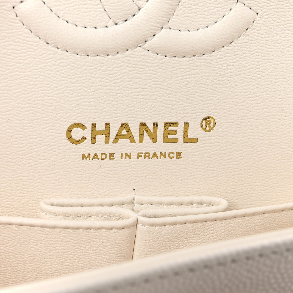Caviar Quilted Small Double Flap White At My store