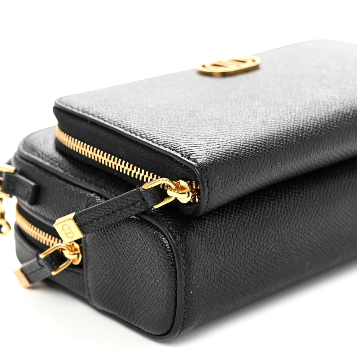 Grained Calfskin Caro Double Pouch Black AT My store
