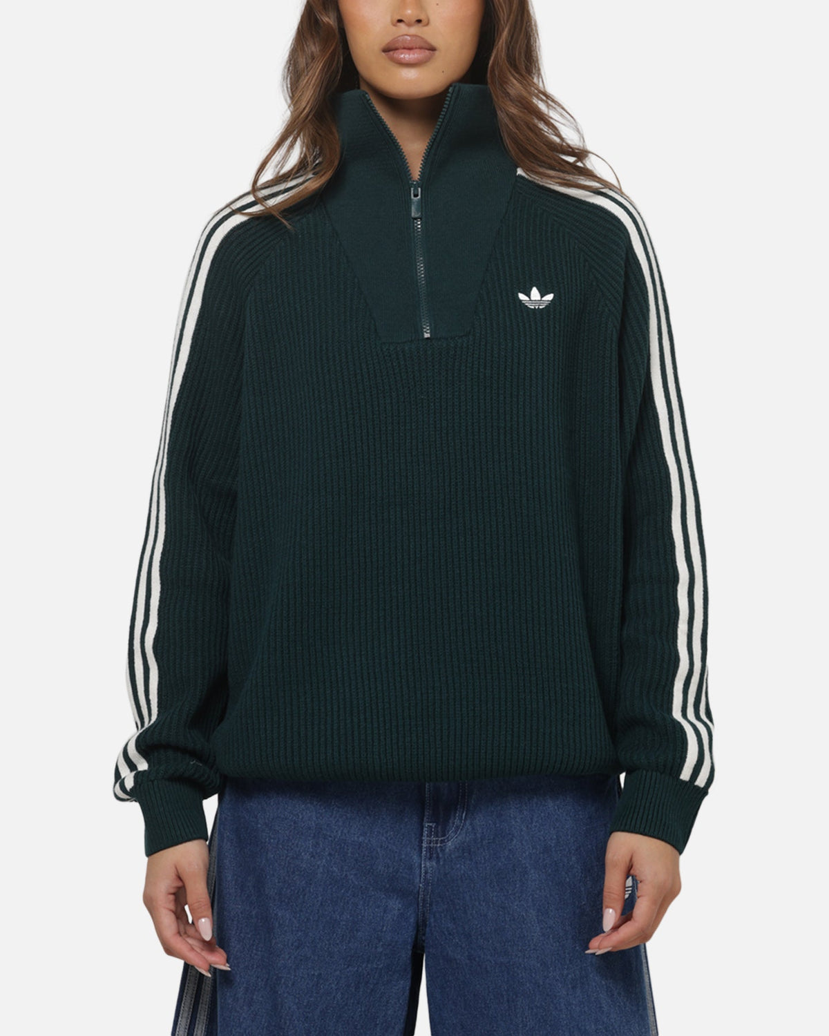 Best-Selling Adidas Women's Funnel Neck Quarter Zip Sweatshirt Green