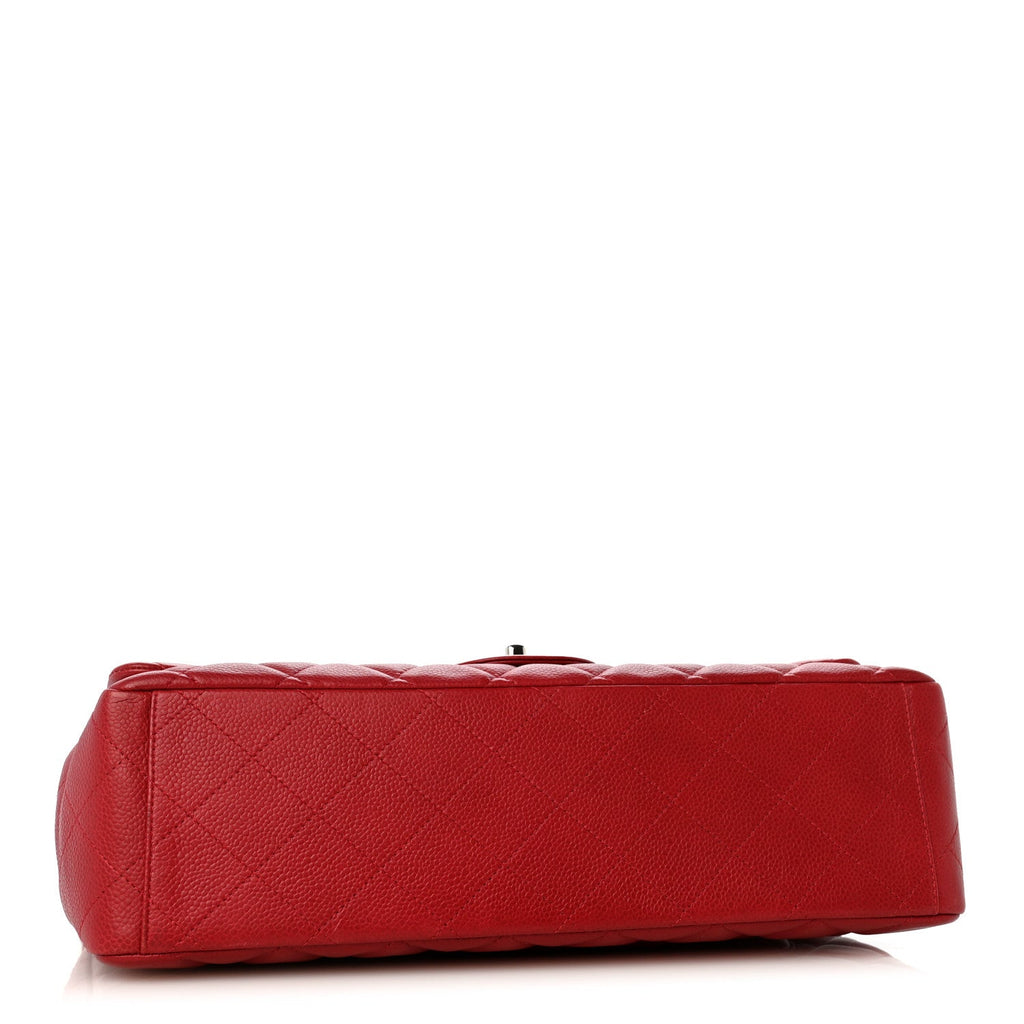 Caviar Quilted Maxi Double Flap Dark Red At My store