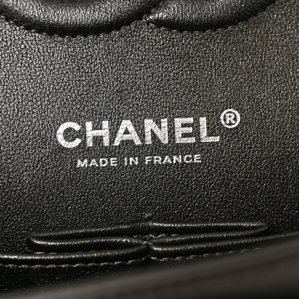Metallic Lambskin Quilted Medium Double Flap Anthracite At My store