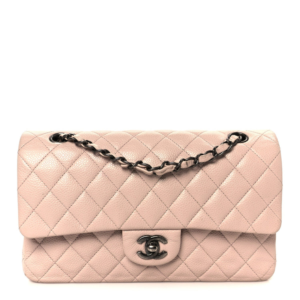 Caviar Quilted Medium Double Flap Light Pink At My store