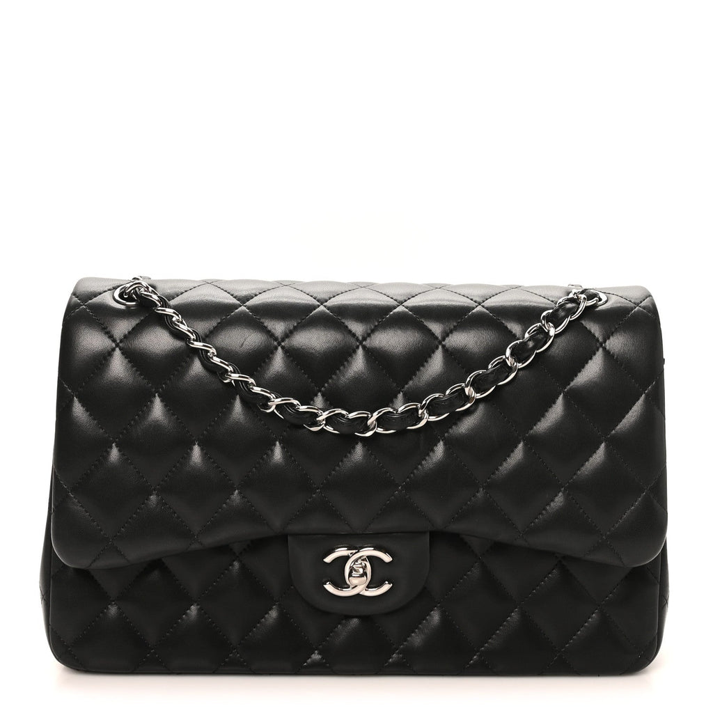 Lambskin Quilted Jumbo Double Flap Black At My store
