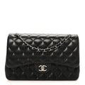 Lambskin Quilted Jumbo Double Flap Black At My store