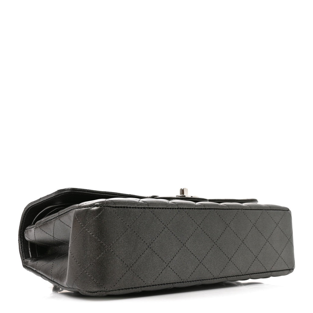 Metallic Lambskin Quilted Medium Double Flap Anthracite At My store
