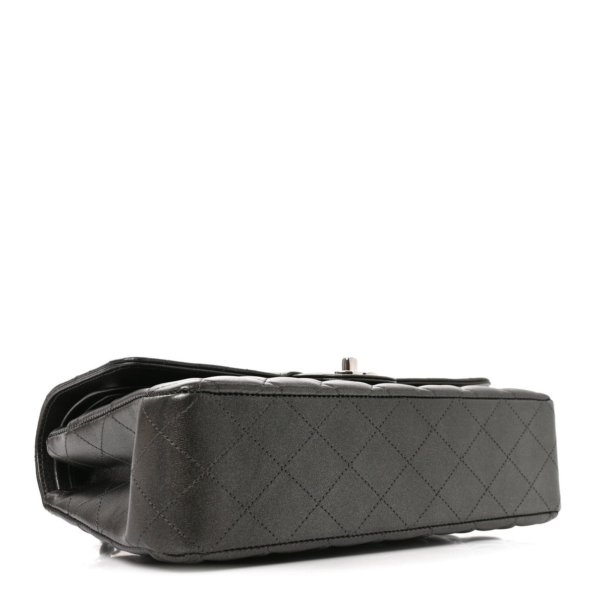 Metallic Lambskin Quilted Medium Double Flap Anthracite At My store