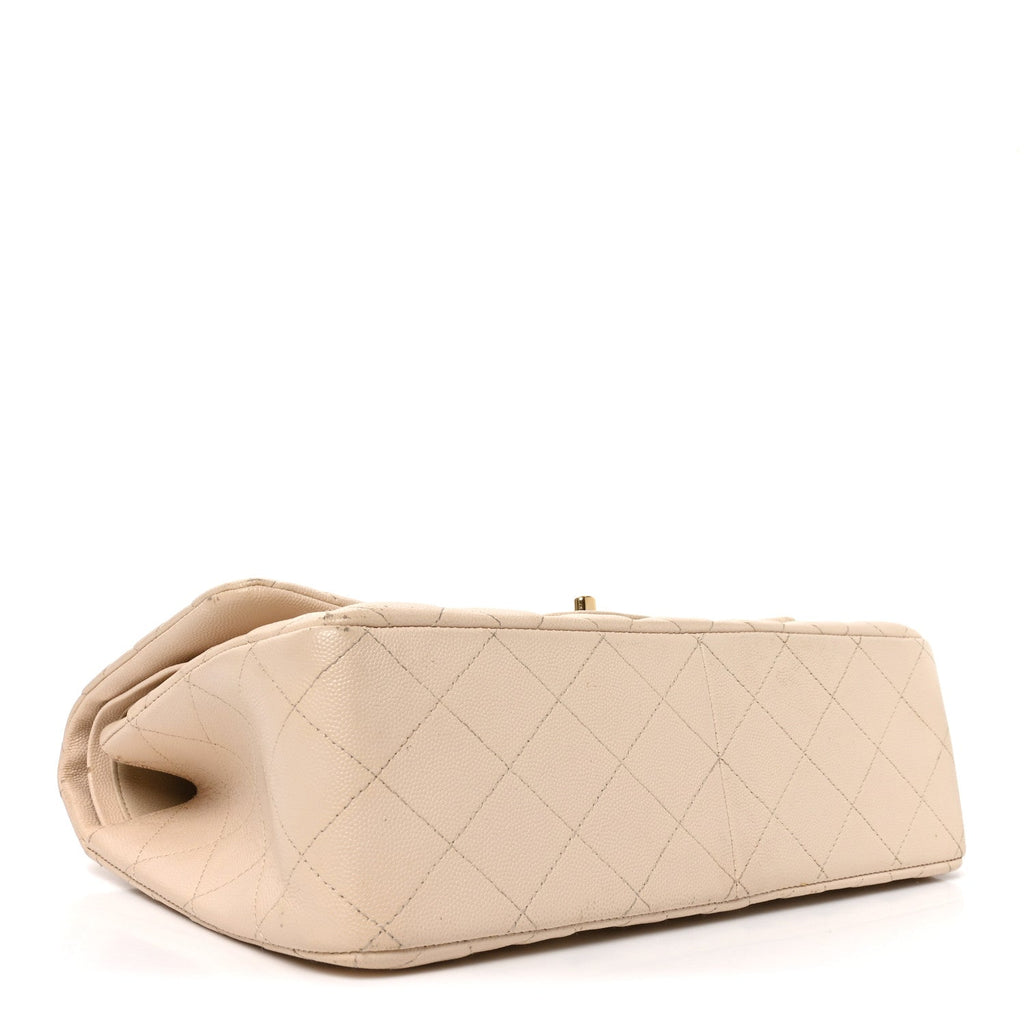 Caviar Quilted Jumbo Double Flap Beige Clair At My store