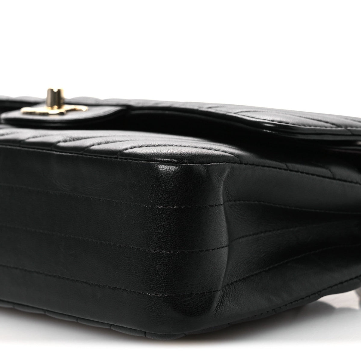 Lambskin Chevron Quilted Medium Double Flap Black At My store
