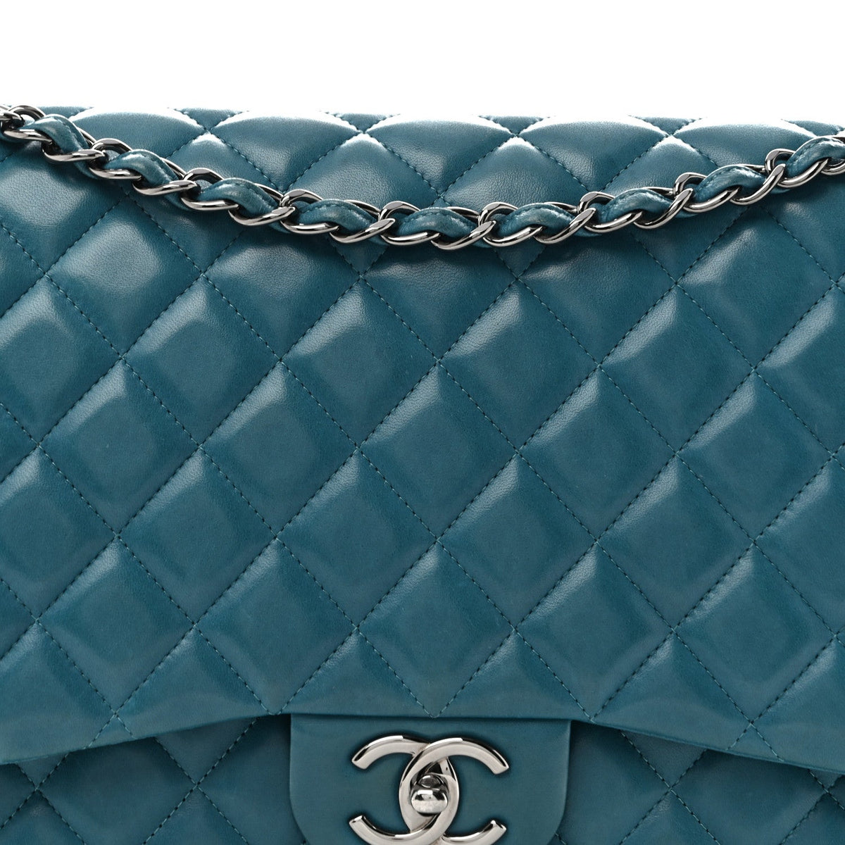 Lambskin Quilted Maxi Double Flap Turquoise At My store