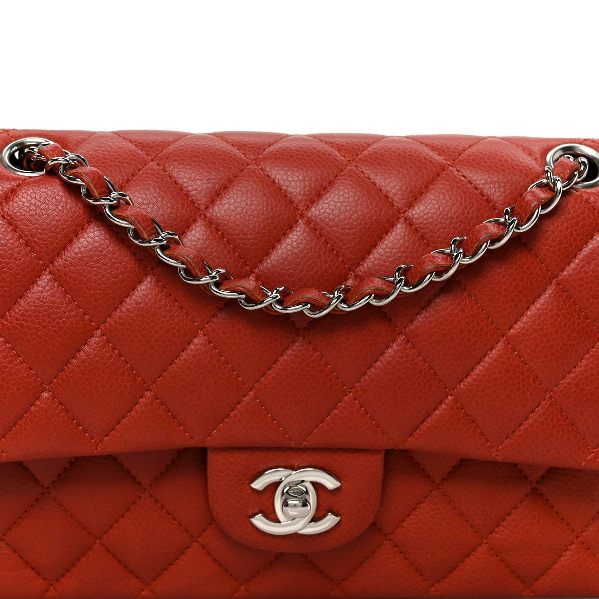 Caviar Quilted Medium Double Flap Red At My store