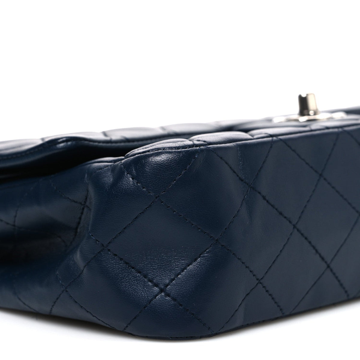 Lambskin Quilted Medium Double Flap Navy At My store